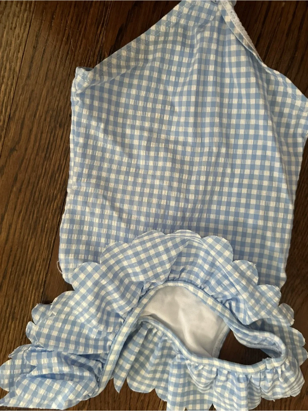 Primark Blue and White Gingham Ruffle One-Piece Swimsuit for Kids